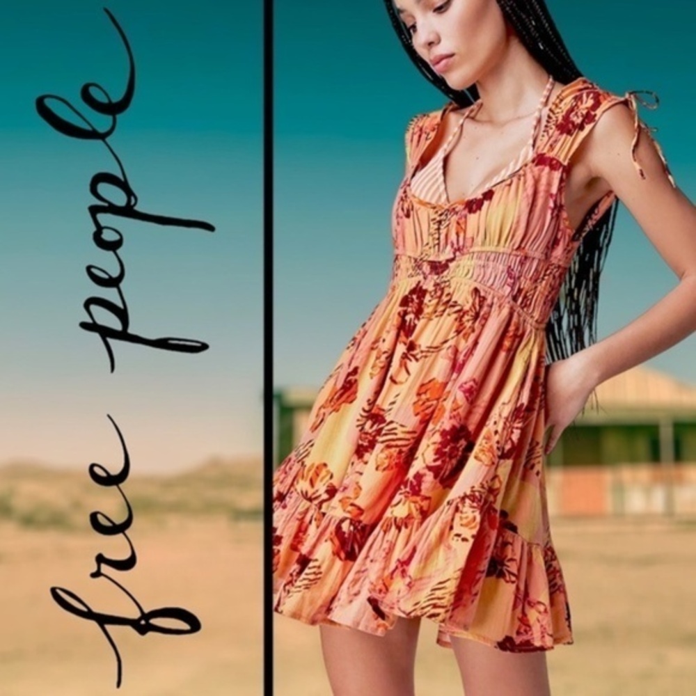 FREE PEOPLE Vernon Wide-Tie Shoulder Empire Waist Babydoll MiniDress/MD NWT